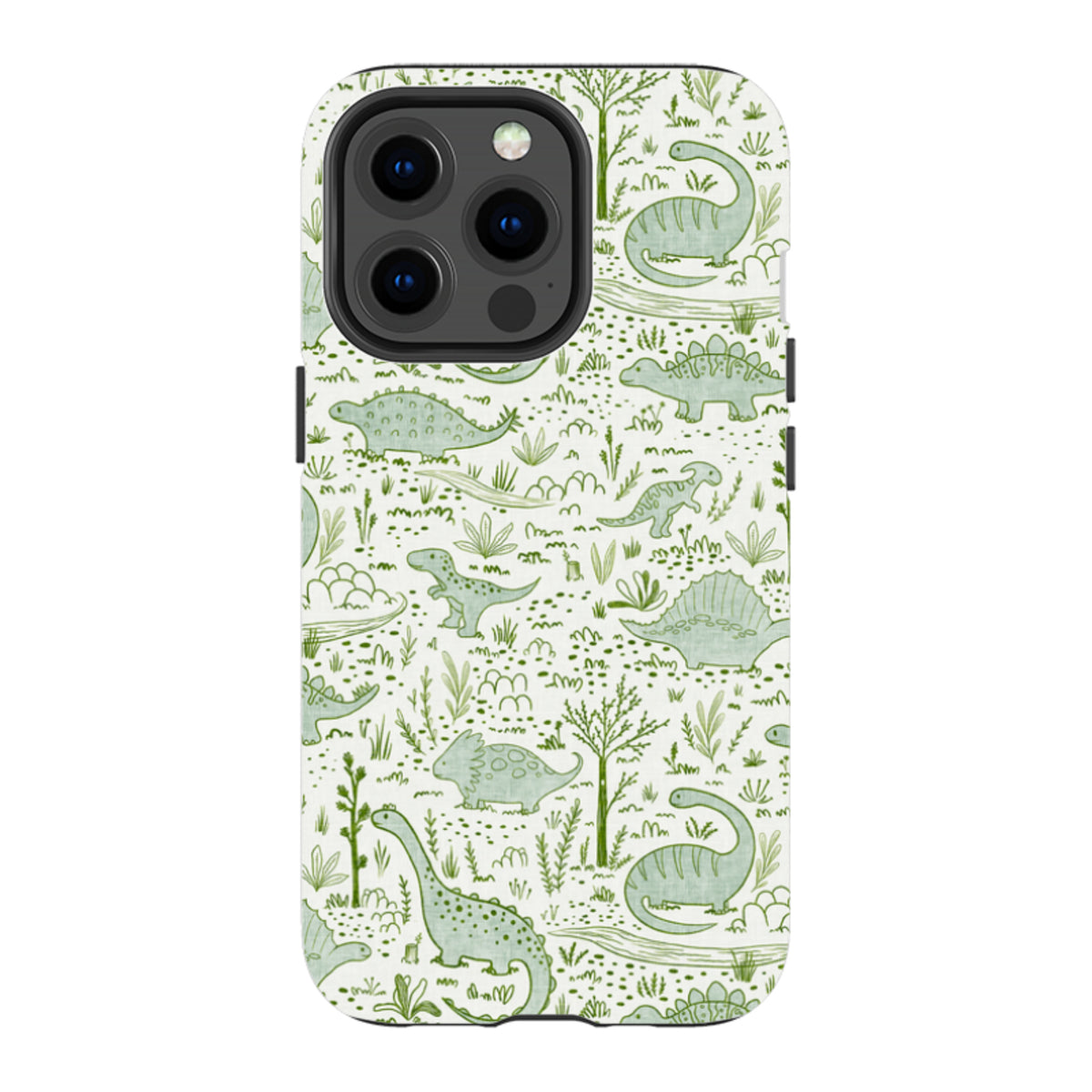 iPhone Tough Case - Dinosaur line green By Katherine Quinn