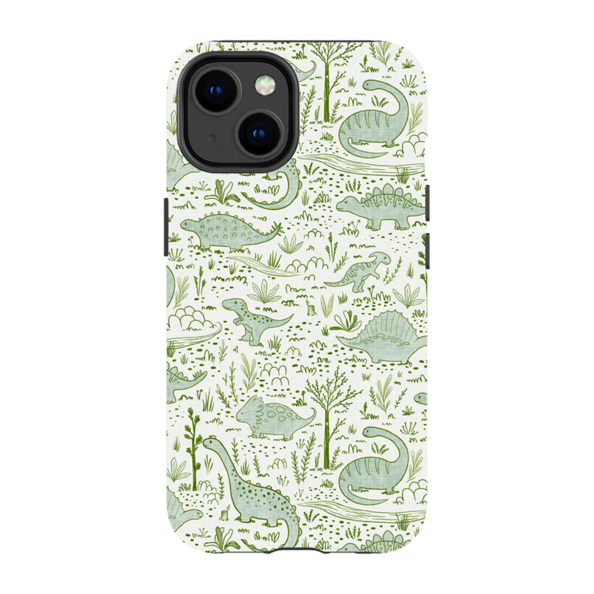 iPhone Tough Case - Dinosaur line green By Katherine Quinn