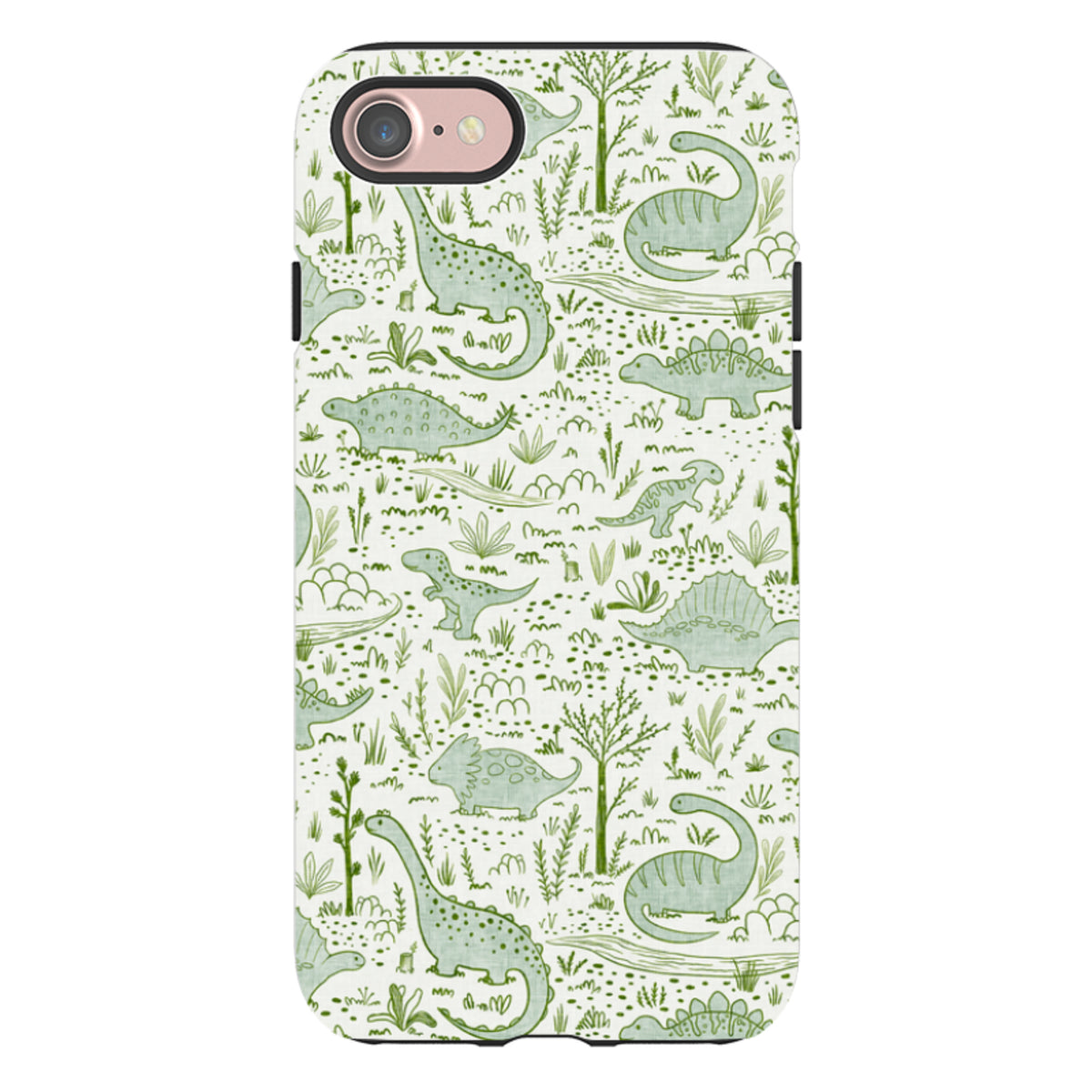 iPhone Tough Case - Dinosaur line green By Katherine Quinn