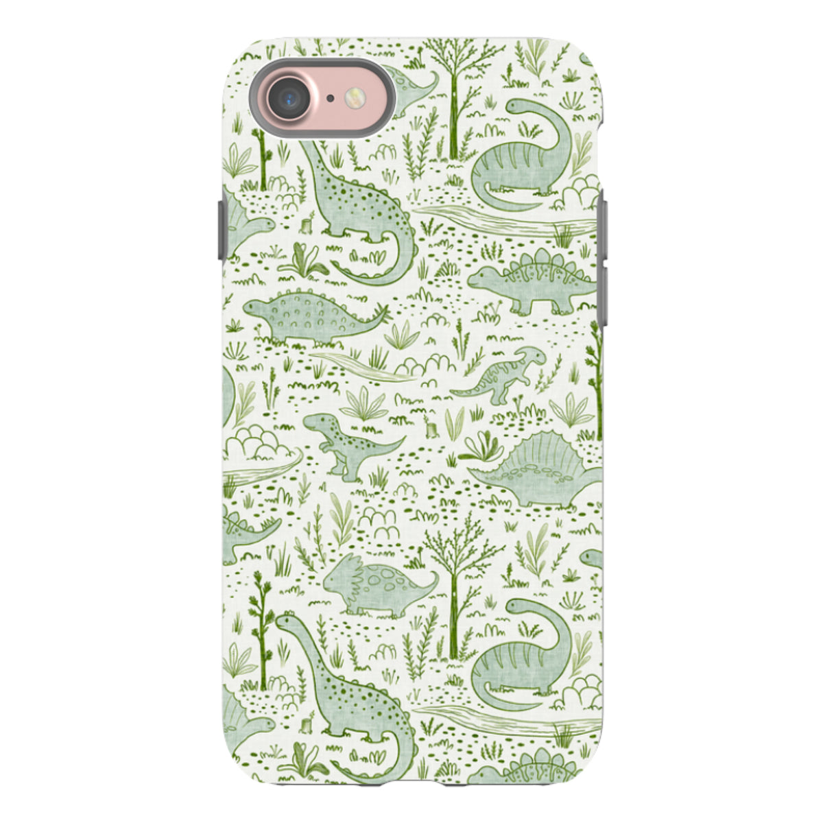 iPhone Tough Case - Dinosaur line green By Katherine Quinn