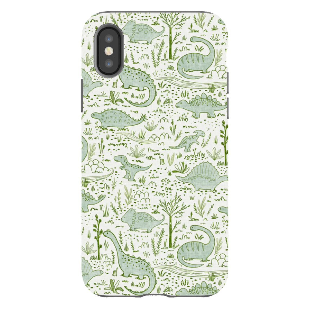 iPhone Tough Case - Dinosaur line green By Katherine Quinn