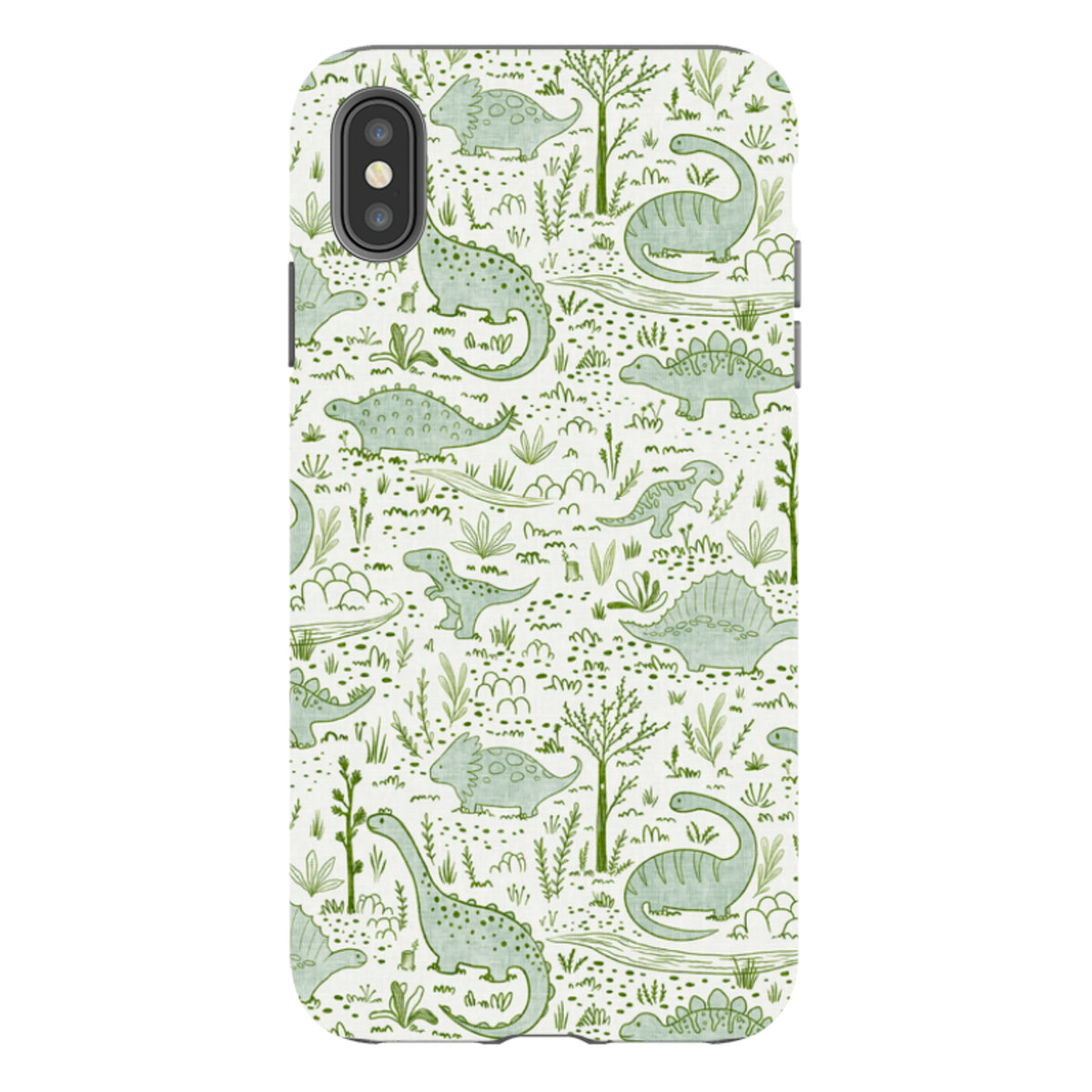 iPhone Tough Case - Dinosaur line green By Katherine Quinn