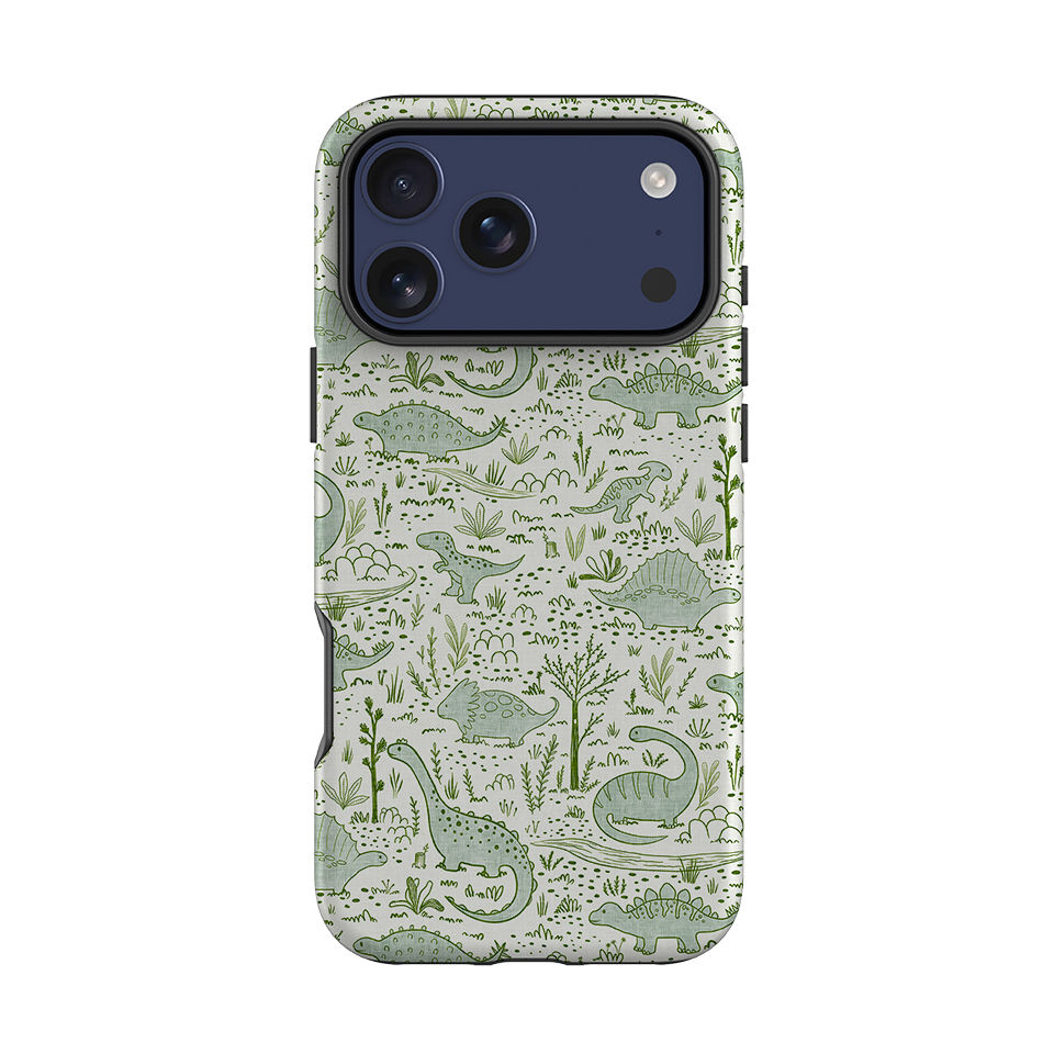 iPhone Tough Case - Dinosaur line green By Katherine Quinn