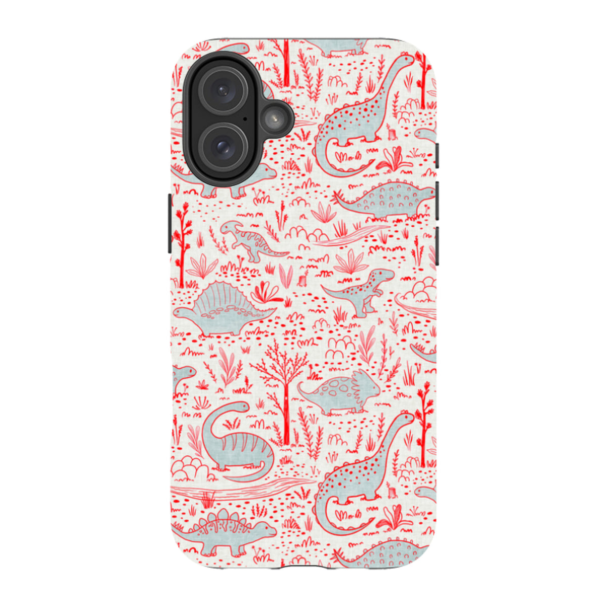 iPhone Tough Case - Dinosaur line Red and Blue By Katherine Quinn