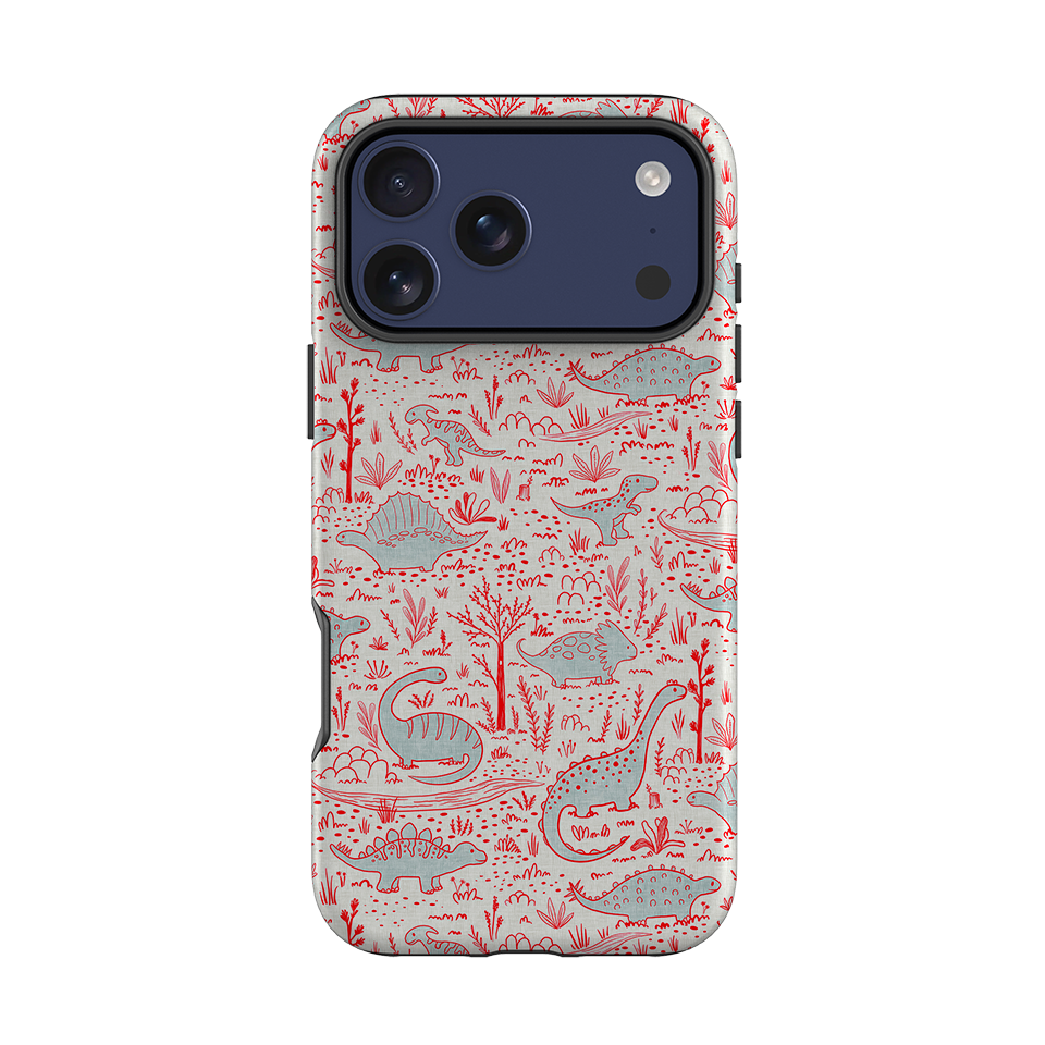 iPhone Tough Case - Dinosaur line Red and Blue By Katherine Quinn