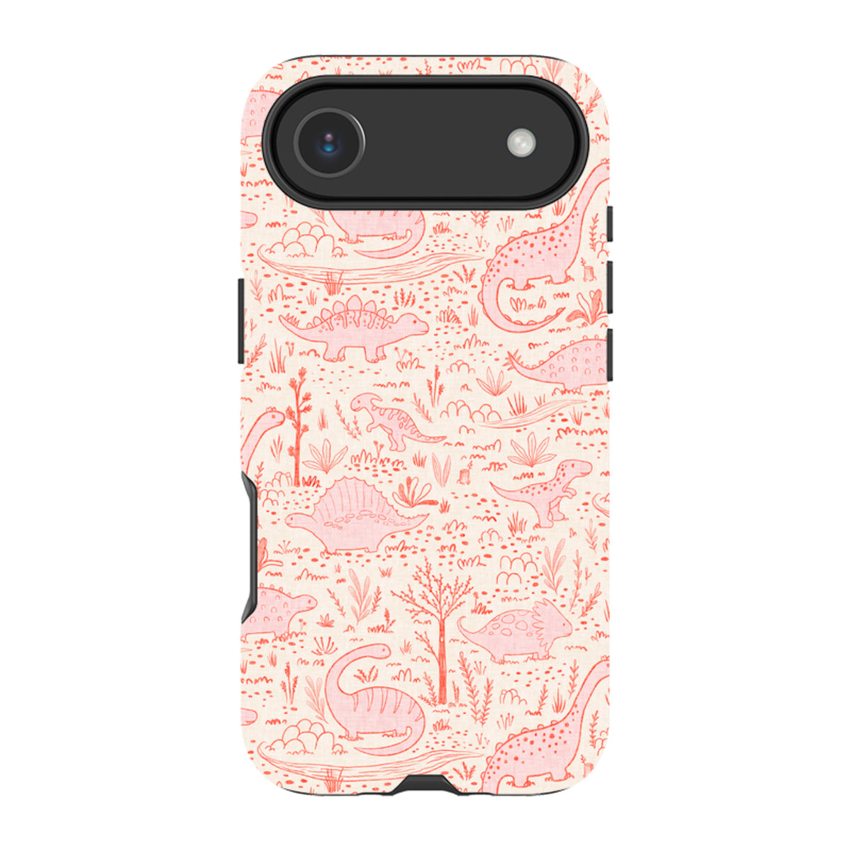 iPhone Tough Case - Dinosaur line Red and Pink By Katherine Quinn