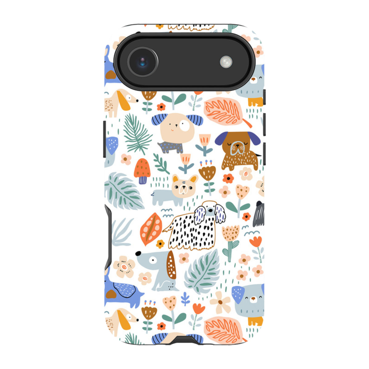iPhone Tough Case - Dog Floral Pattern