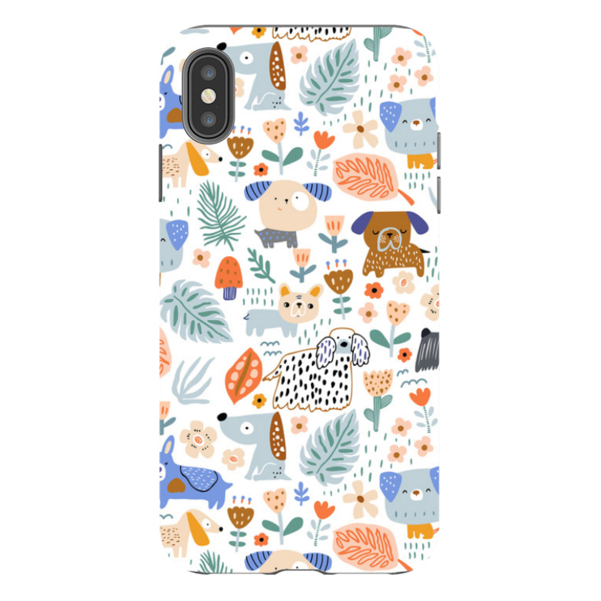 iPhone Tough Case - Dog Floral Pattern