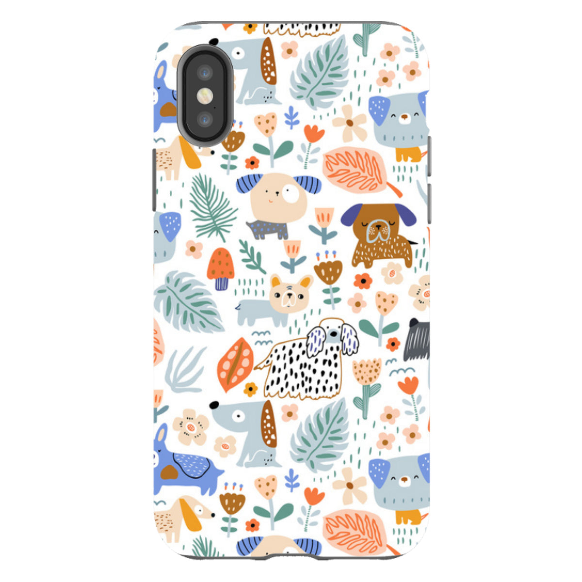 iPhone Tough Case - Dog Floral Pattern