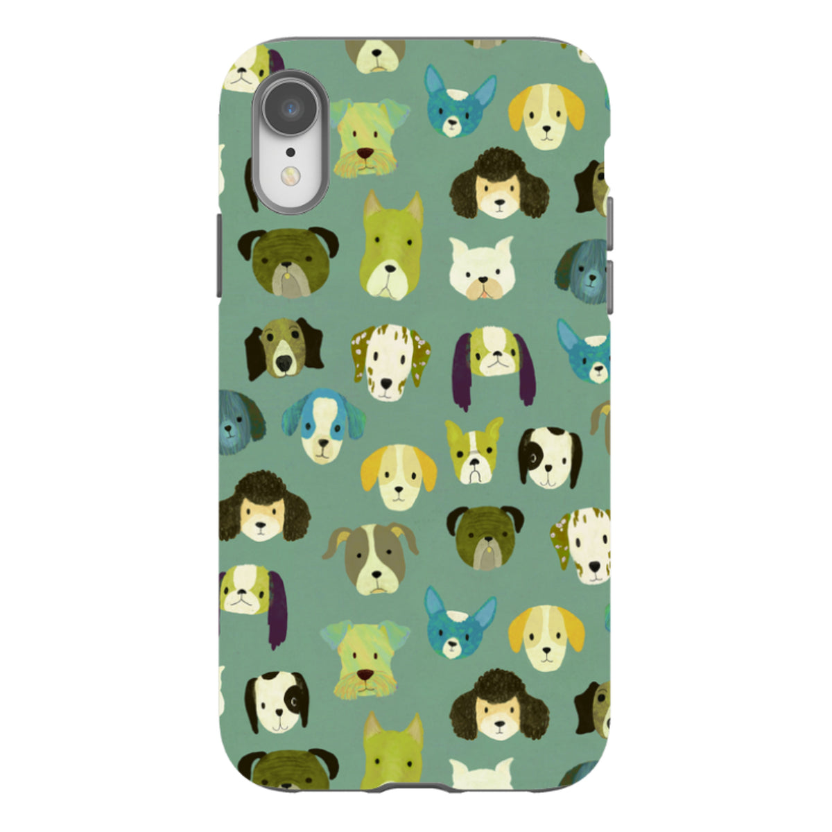 iPhone Tough Case - Dog Heads Green By Katherine Quinn