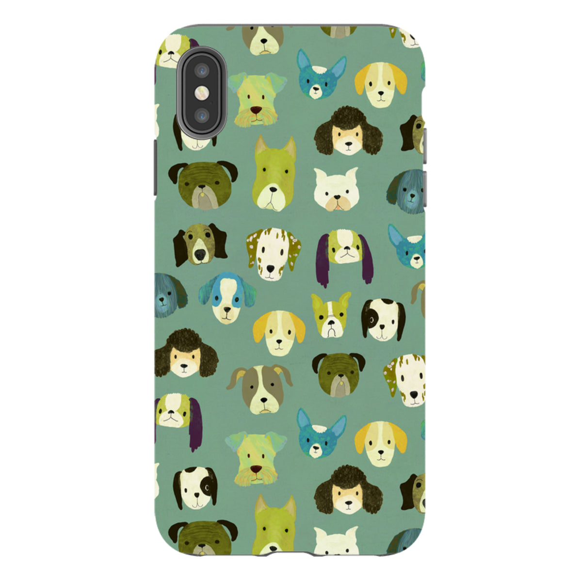 iPhone Tough Case - Dog Heads Green By Katherine Quinn