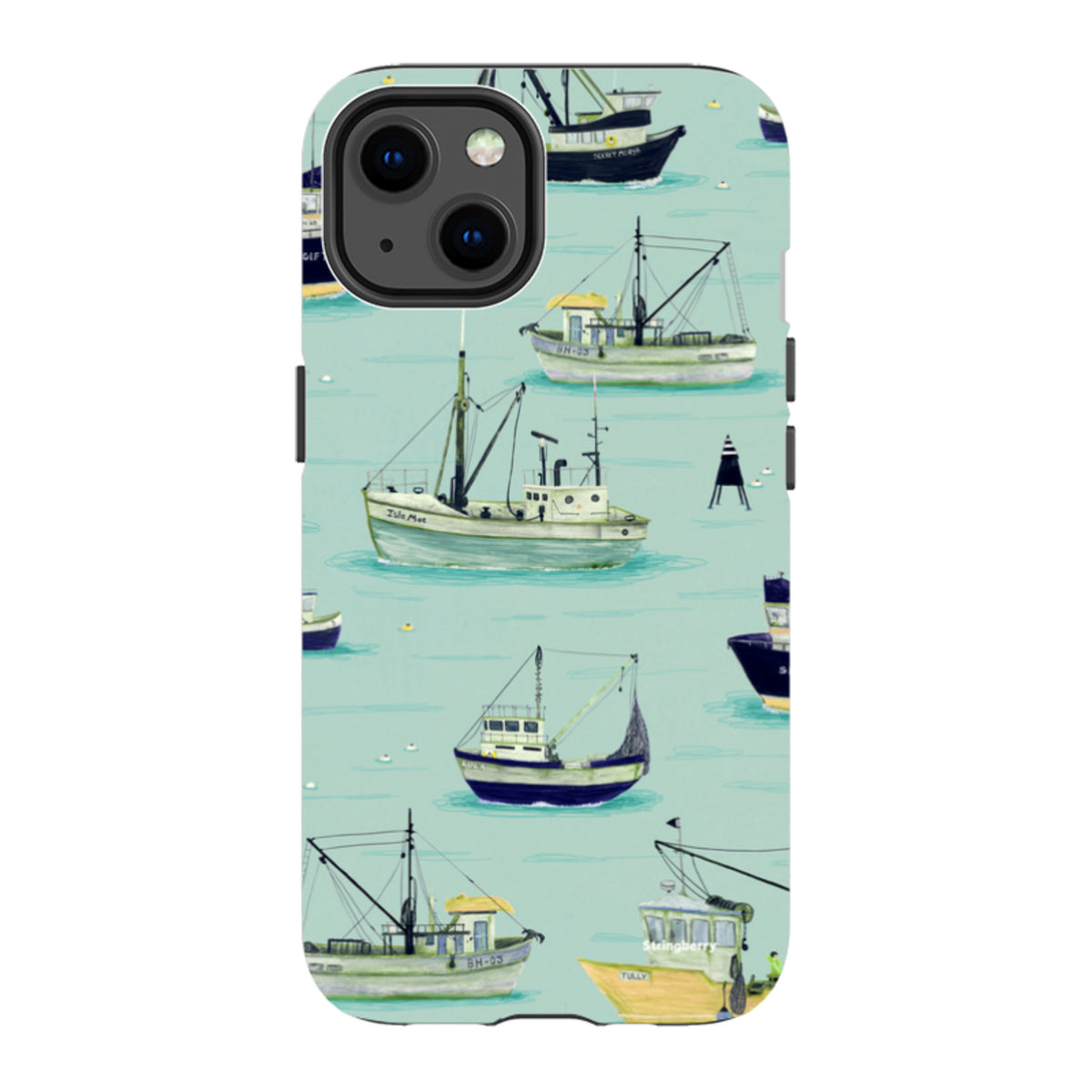 iPhone Tough Case - Fishing Boats Blue By Katherine Quinn
