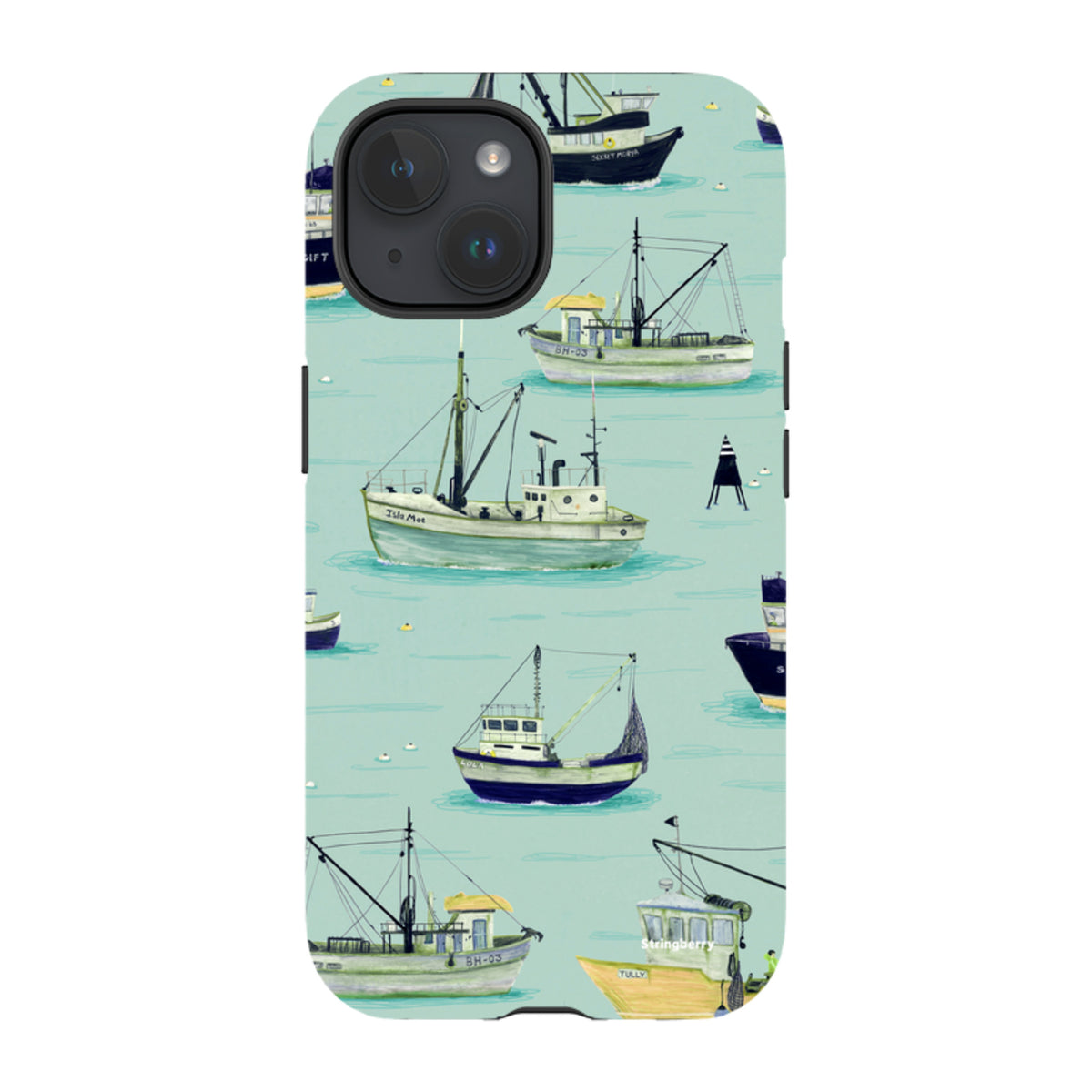 iPhone Tough Case - Fishing Boats Blue By Katherine Quinn
