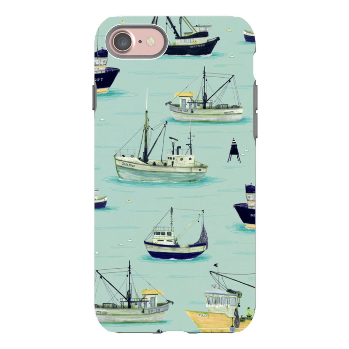 iPhone Tough Case - Fishing Boats Blue By Katherine Quinn