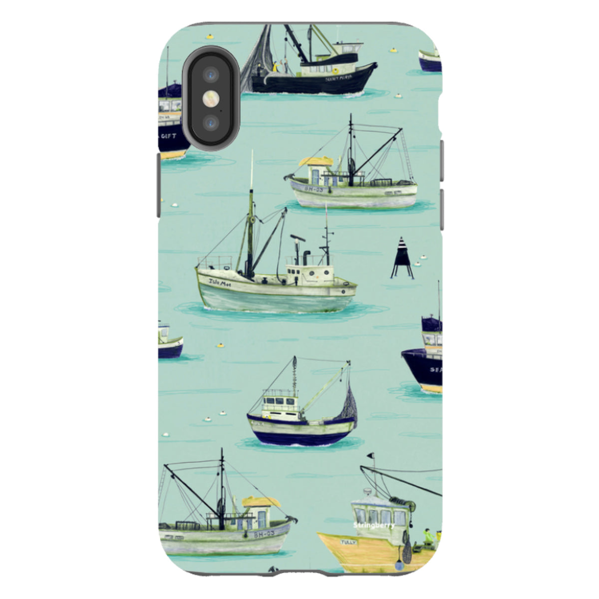 iPhone Tough Case - Fishing Boats Blue By Katherine Quinn