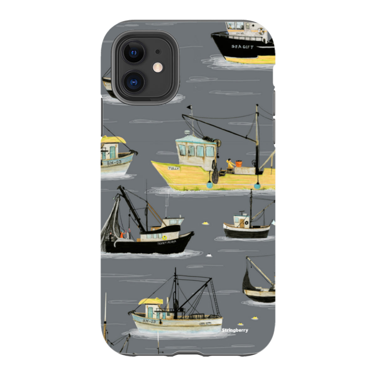 iPhone Tough Case - Fishing Boats Grey By Katherine Quinn