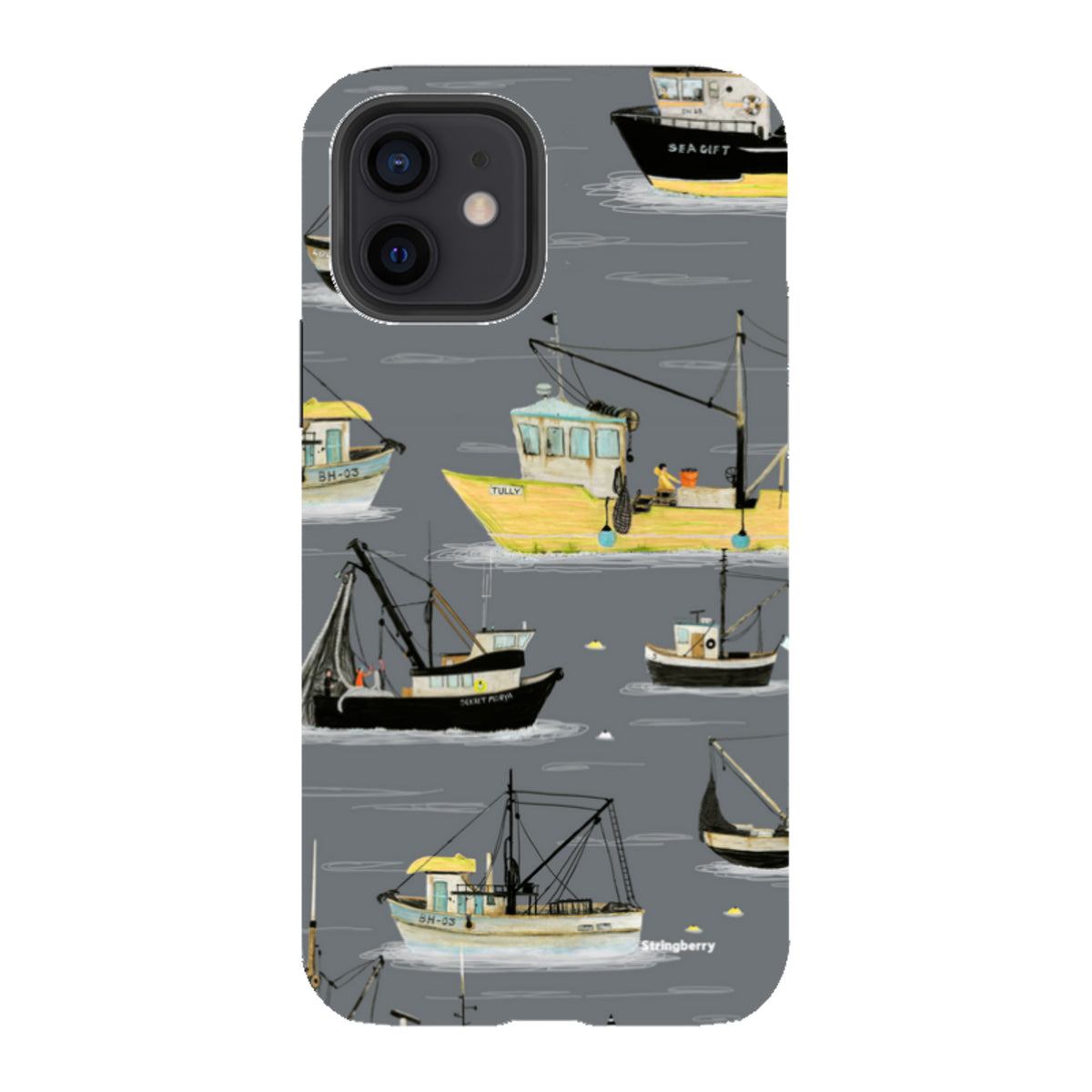 iPhone Tough Case - Fishing Boats Grey By Katherine Quinn