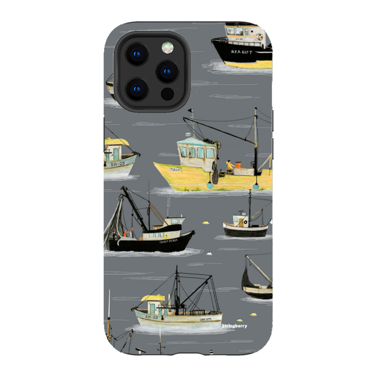 iPhone Tough Case - Fishing Boats Grey By Katherine Quinn