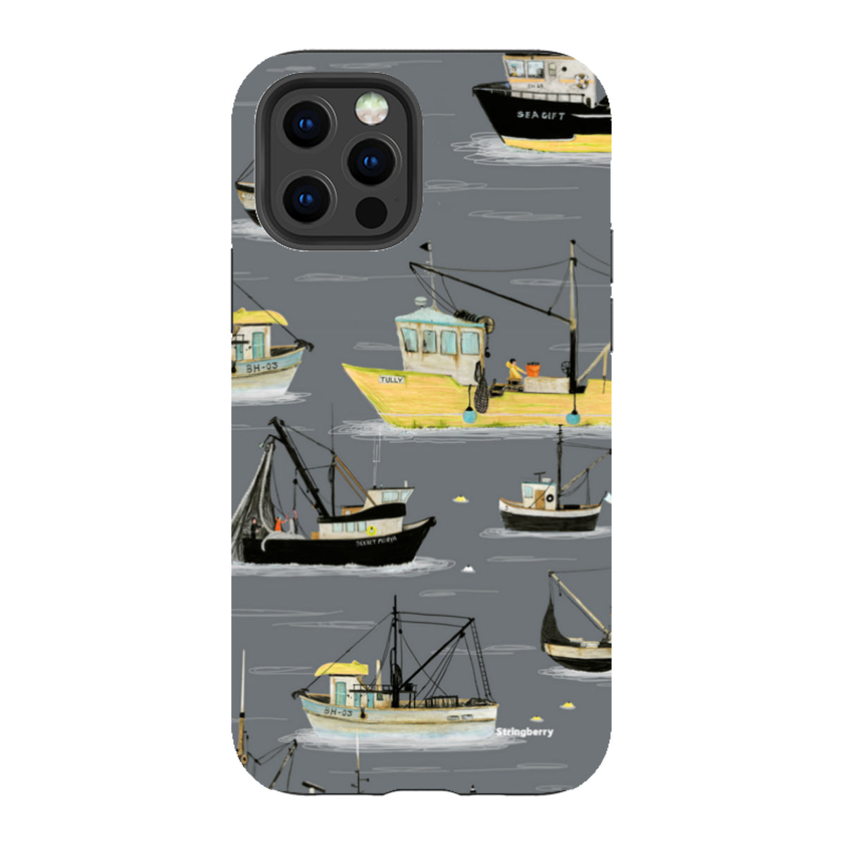 iPhone Tough Case - Fishing Boats Grey By Katherine Quinn