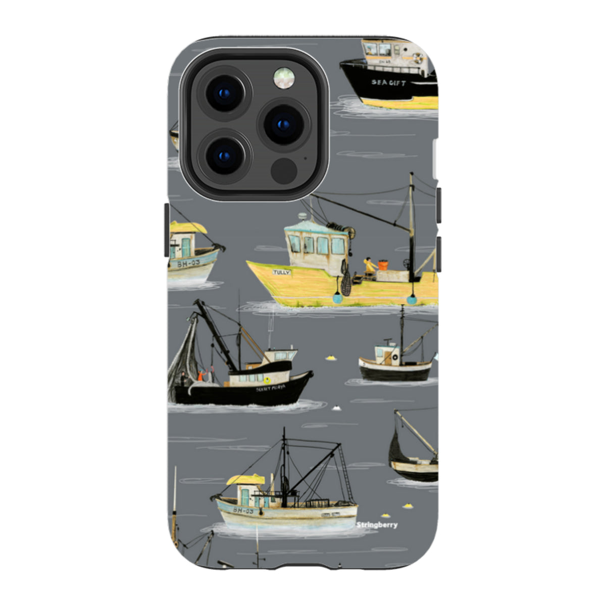 iPhone Tough Case - Fishing Boats Grey By Katherine Quinn