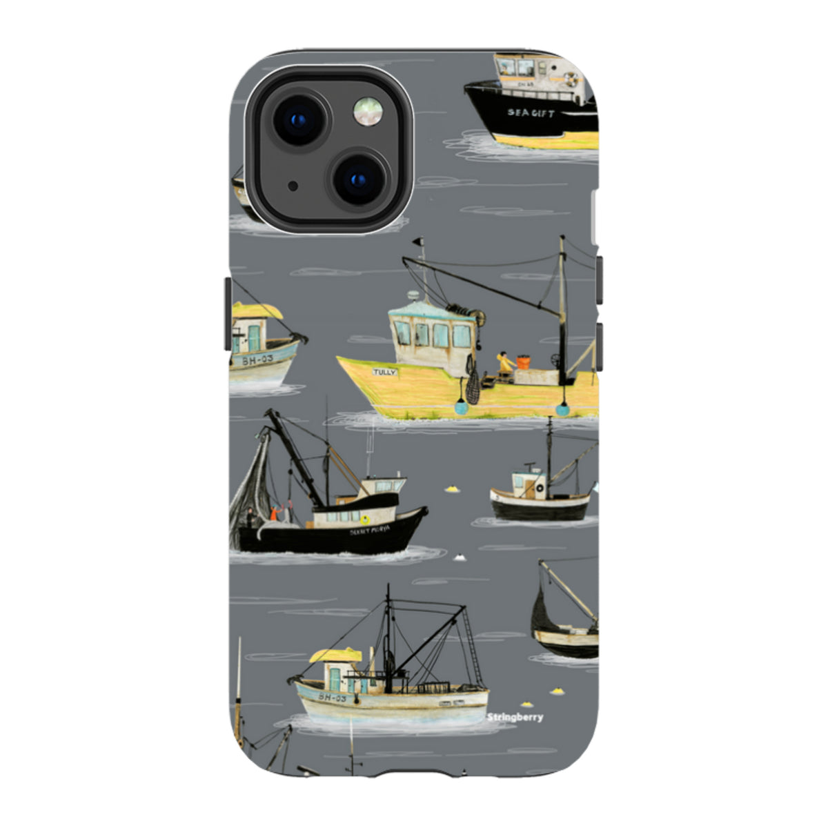 iPhone Tough Case - Fishing Boats Grey By Katherine Quinn