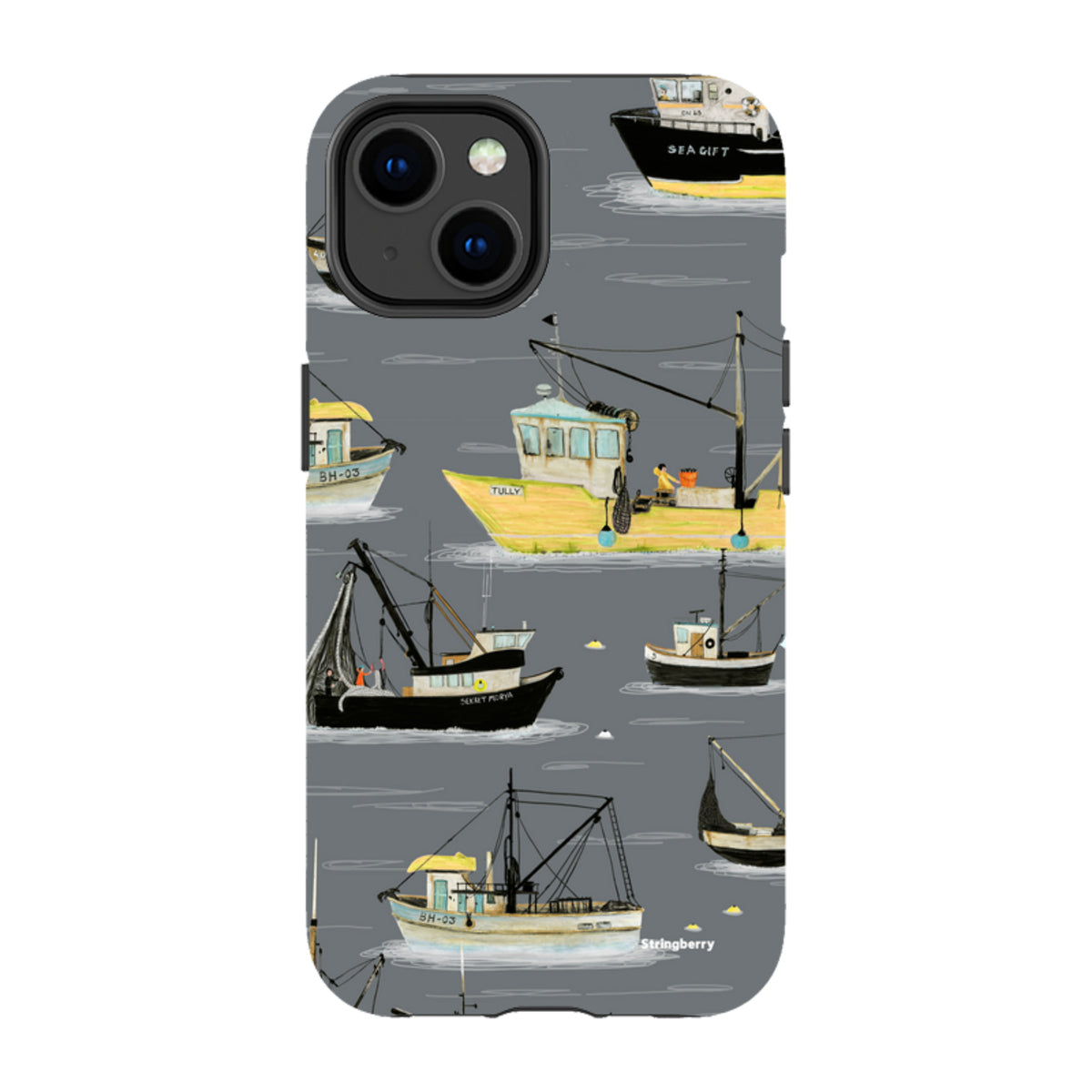 iPhone Tough Case - Fishing Boats Grey By Katherine Quinn