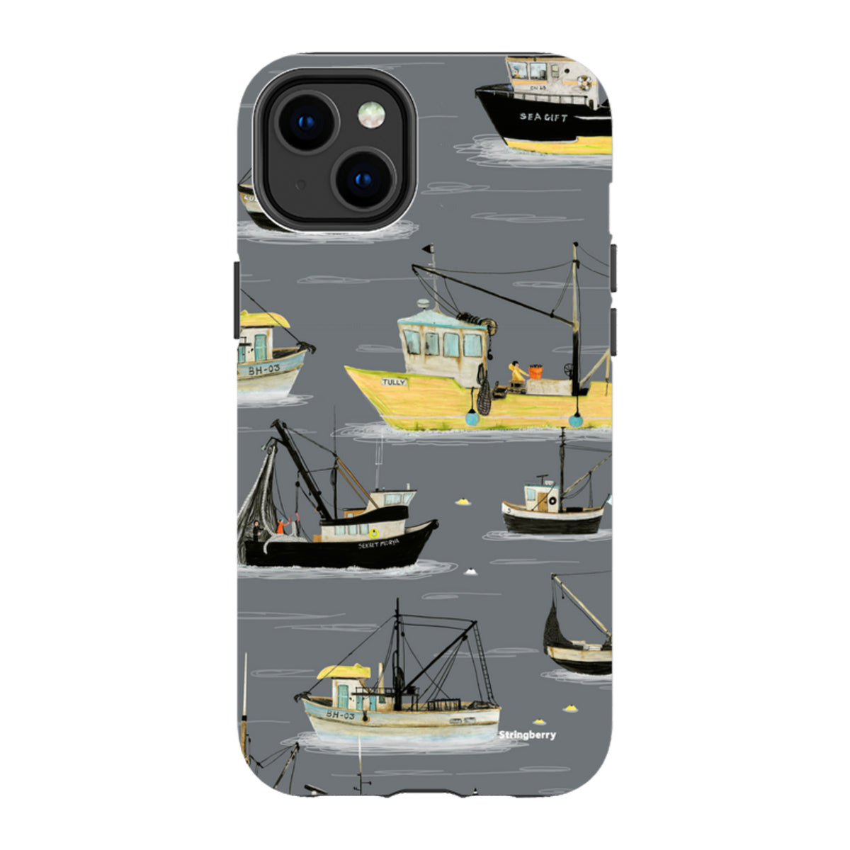 iPhone Tough Case - Fishing Boats Grey By Katherine Quinn