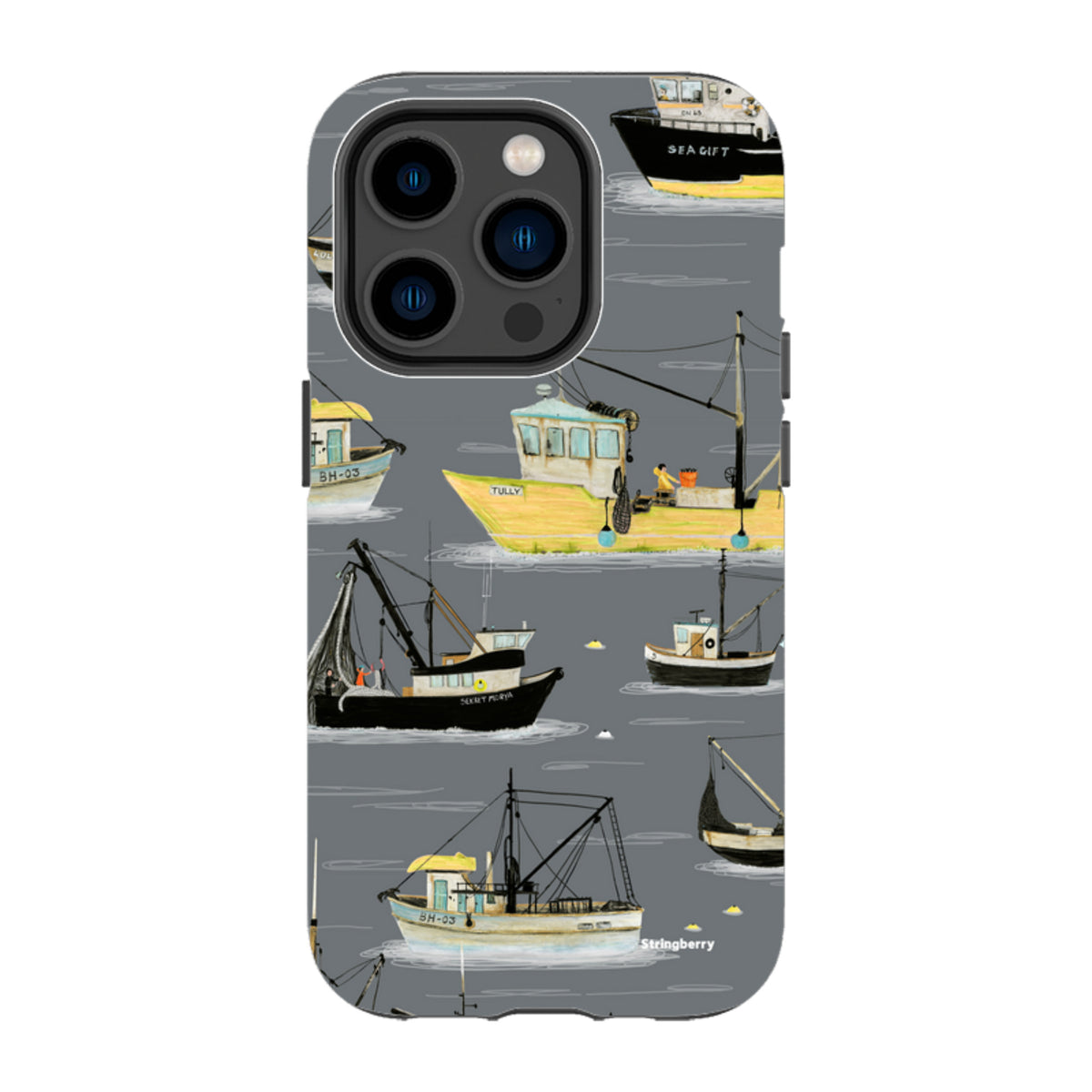 iPhone Tough Case - Fishing Boats Grey By Katherine Quinn