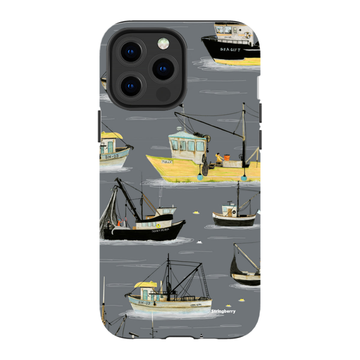 iPhone Tough Case - Fishing Boats Grey By Katherine Quinn