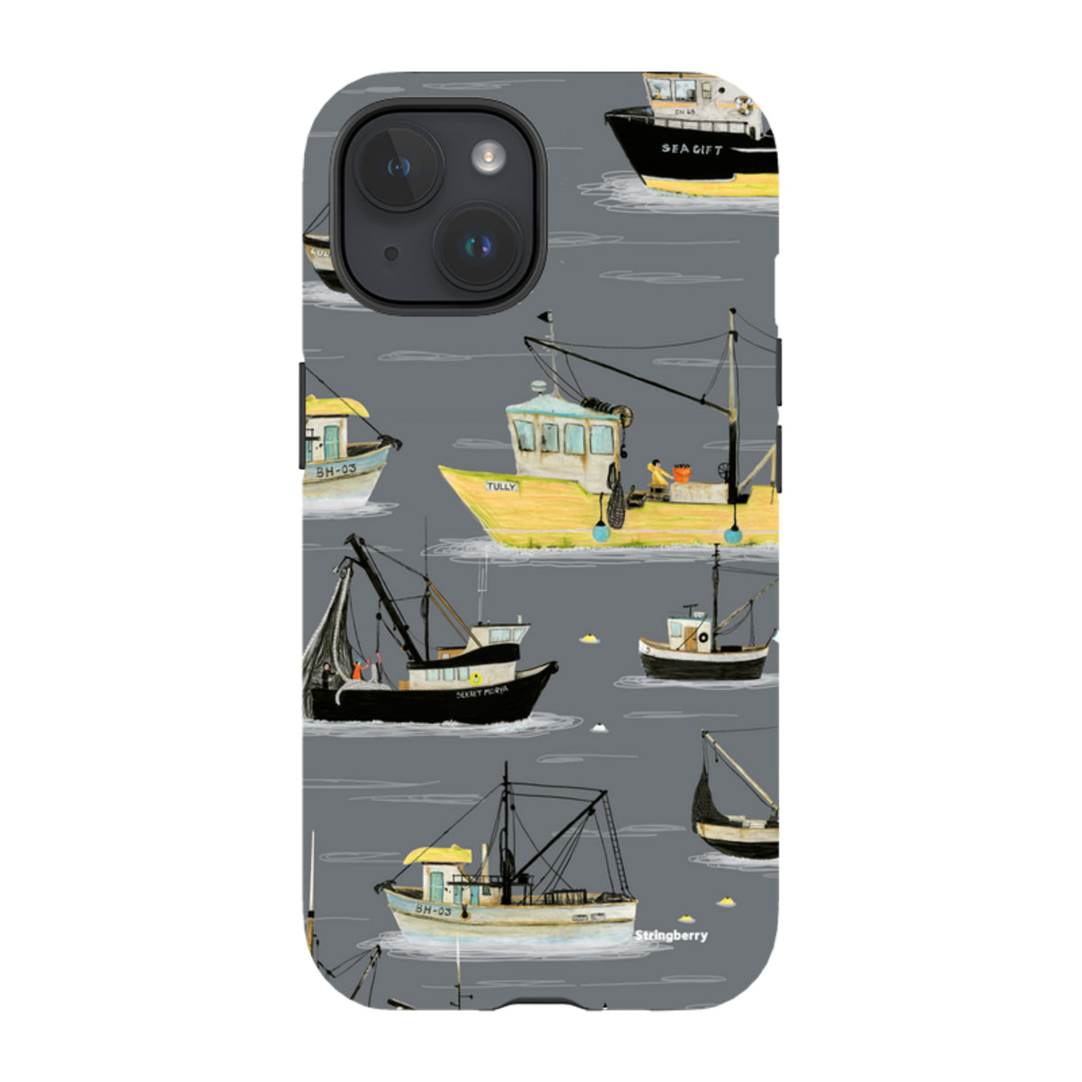 iPhone Tough Case - Fishing Boats Grey By Katherine Quinn