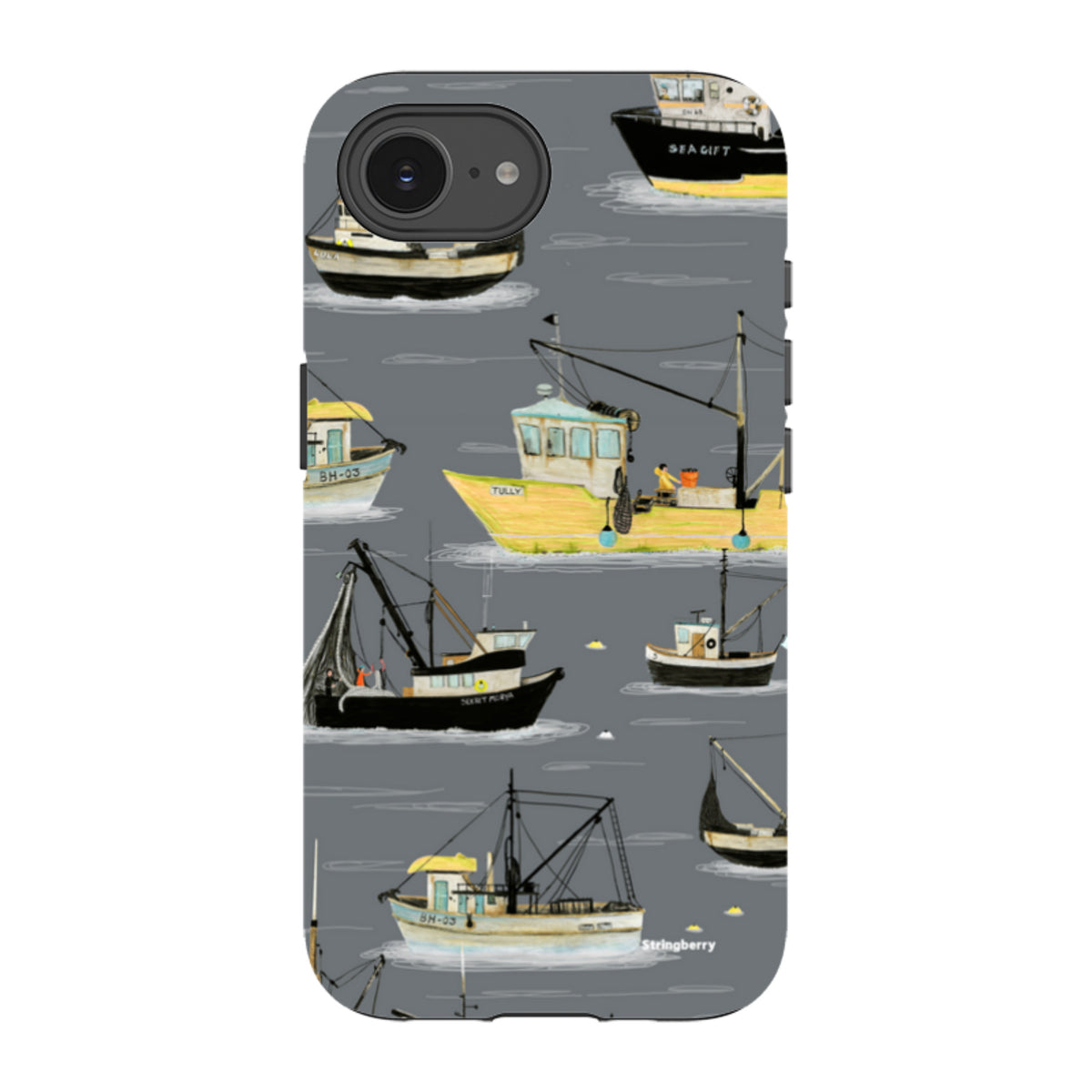 iPhone Tough Case - Fishing Boats Grey By Katherine Quinn