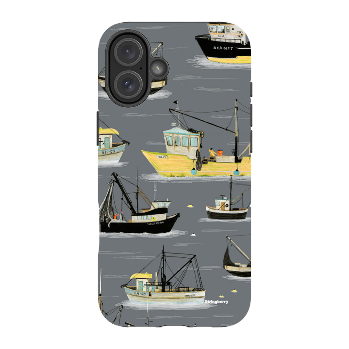 iPhone Tough Case - Fishing Boats Grey By Katherine Quinn