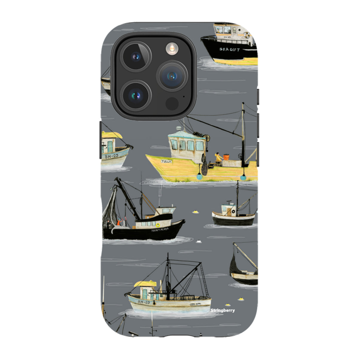 iPhone Tough Case - Fishing Boats Grey By Katherine Quinn