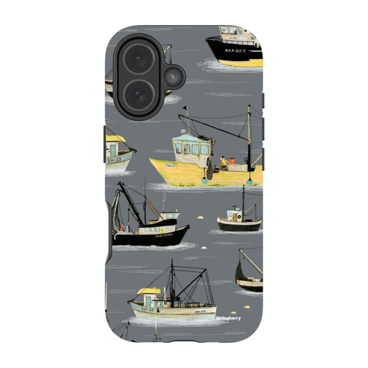 iPhone Tough Case - Fishing Boats Grey By Katherine Quinn