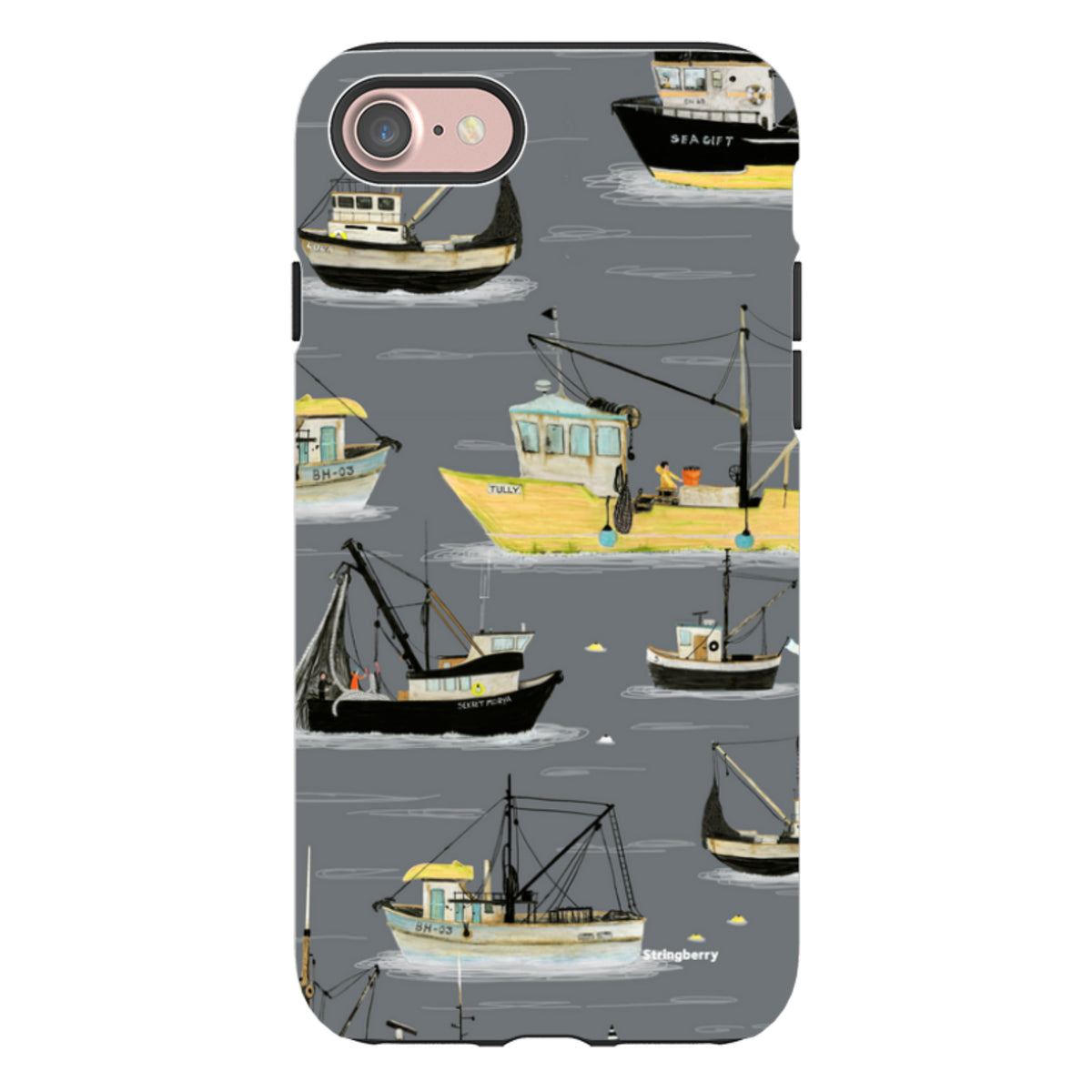 iPhone Tough Case - Fishing Boats Grey By Katherine Quinn