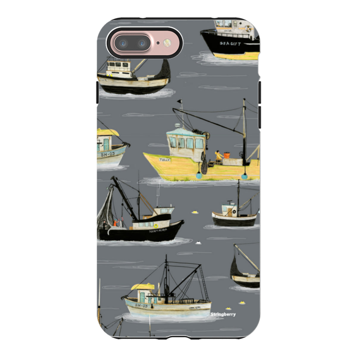 iPhone Tough Case - Fishing Boats Grey By Katherine Quinn