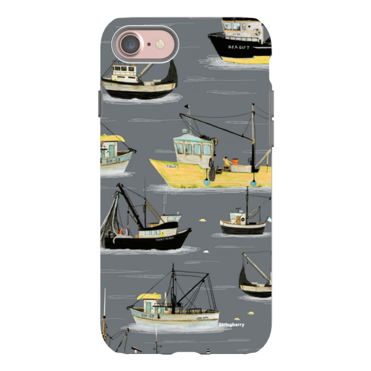 iPhone Tough Case - Fishing Boats Grey By Katherine Quinn