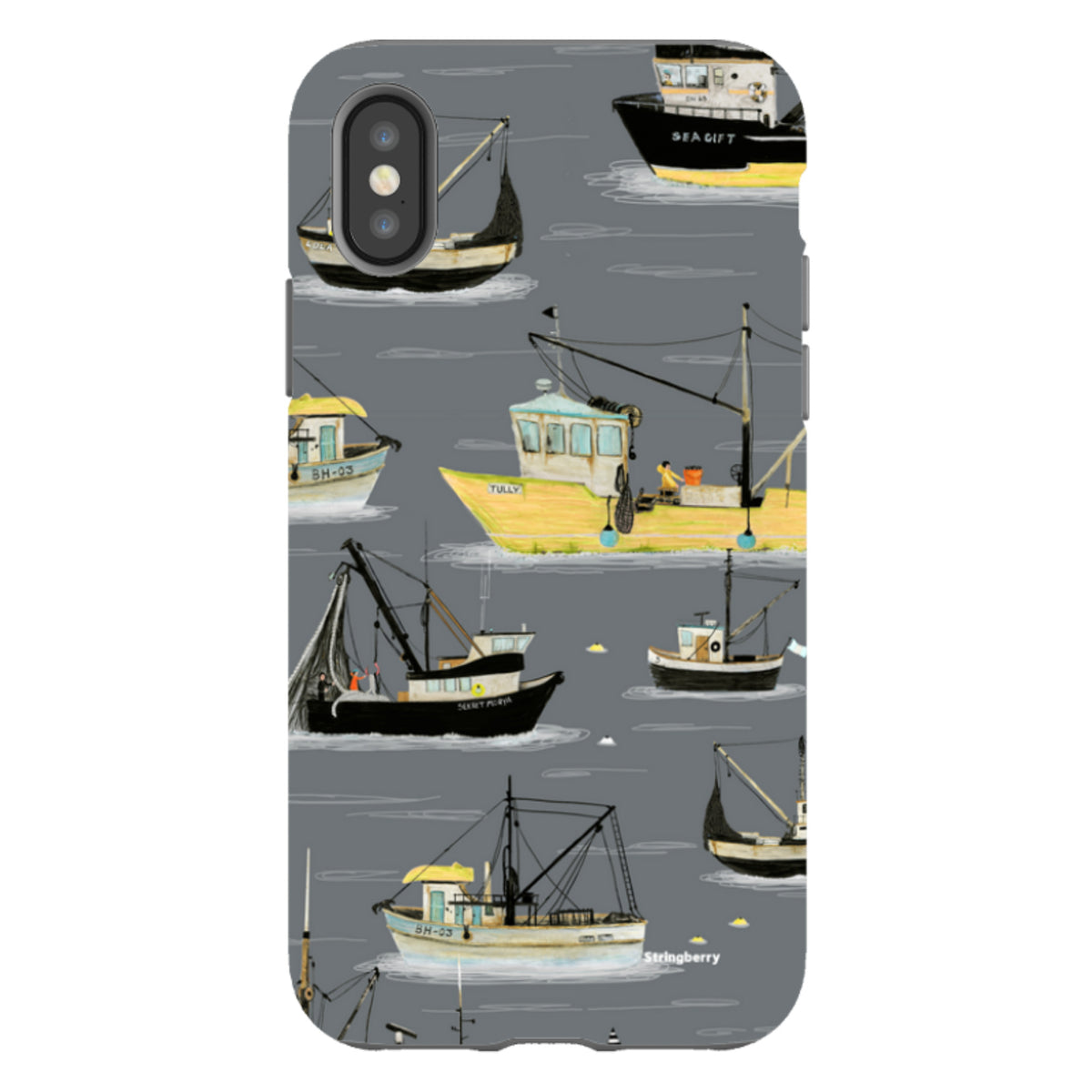 iPhone Tough Case - Fishing Boats Grey By Katherine Quinn