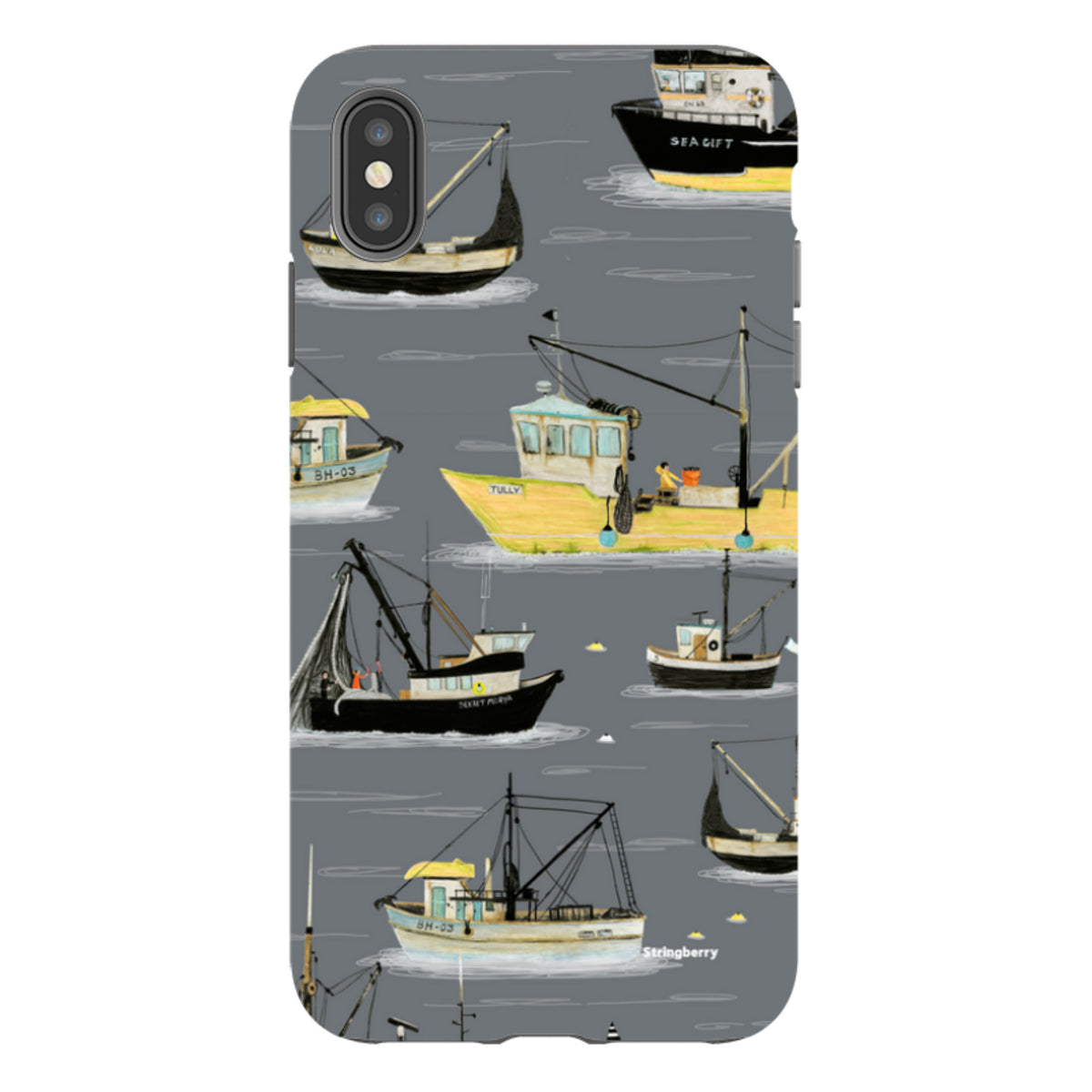 iPhone Tough Case - Fishing Boats Grey By Katherine Quinn