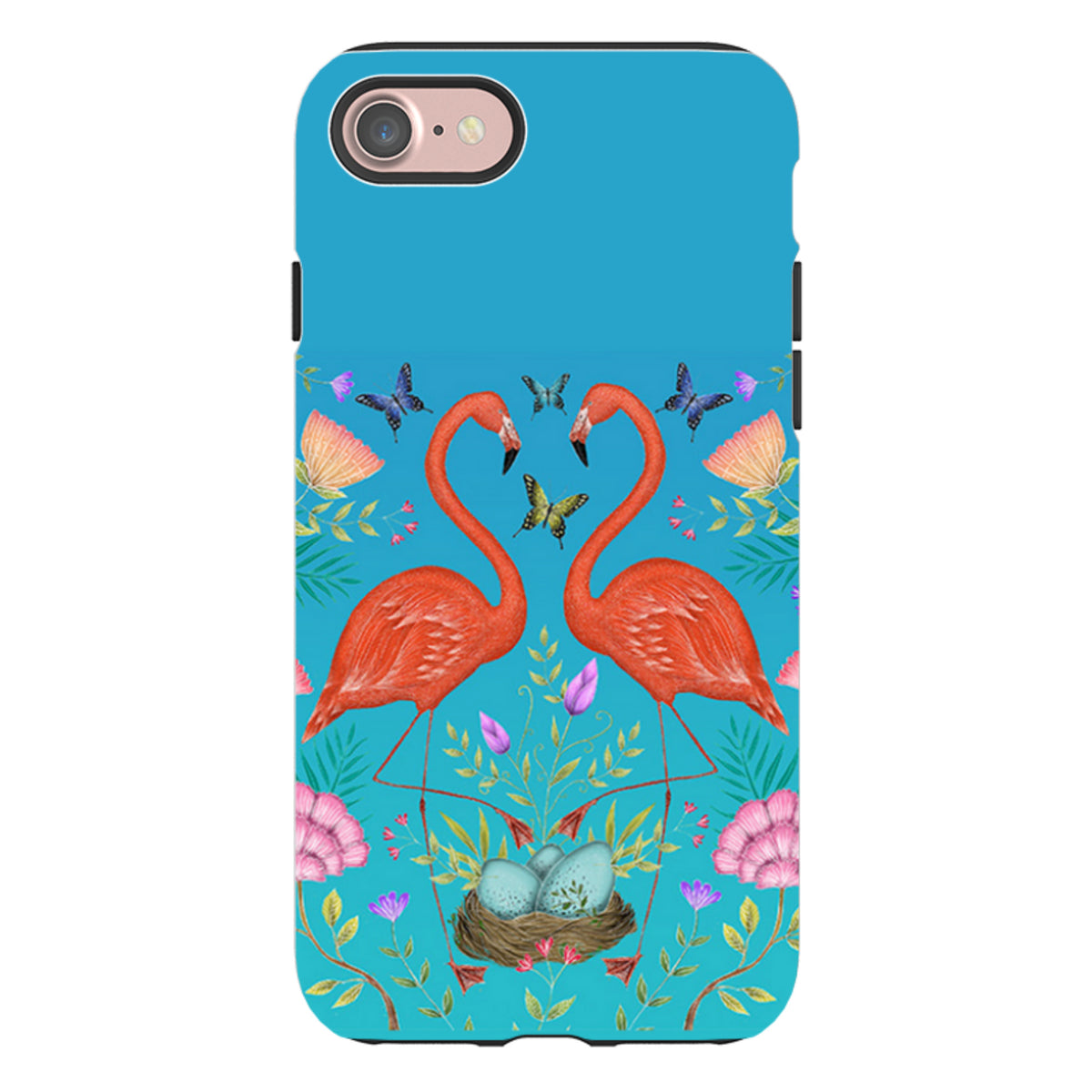 iPhone Tough Case - Flamingos And Flowers By Catherine Rowe