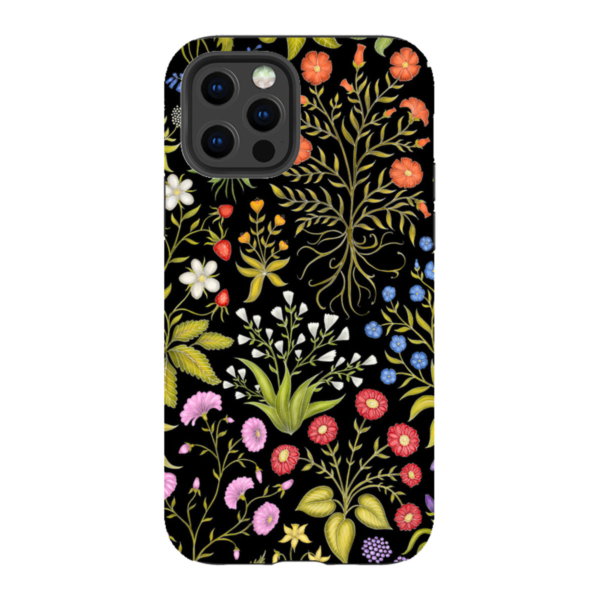iPhone Tough Case - Fleurs Black By Catherine Rowe