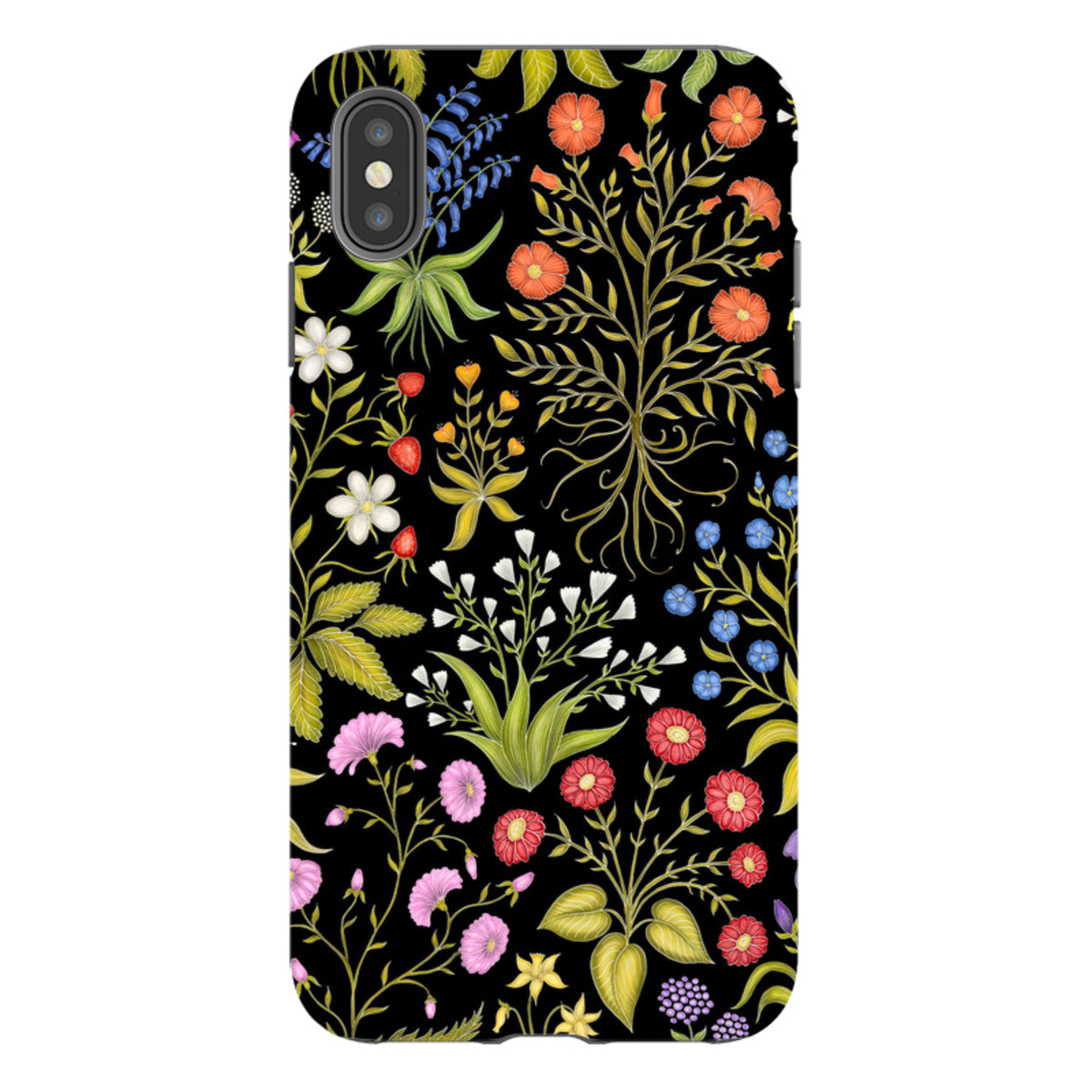 iPhone Tough Case - Fleurs Black By Catherine Rowe