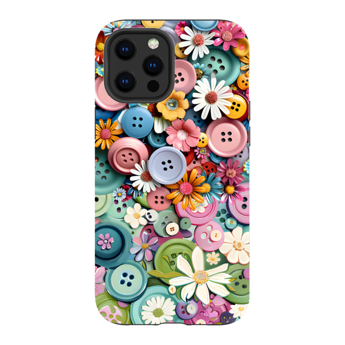 iPhone Tough Case - Floral Buttons