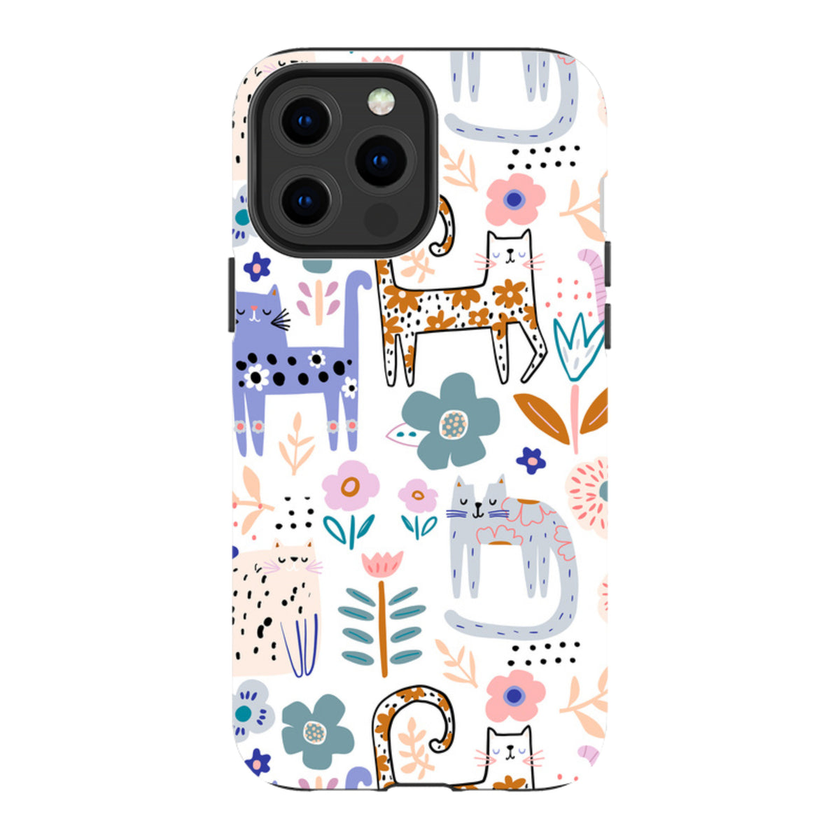 iPhone Tough Case - Floral Cats