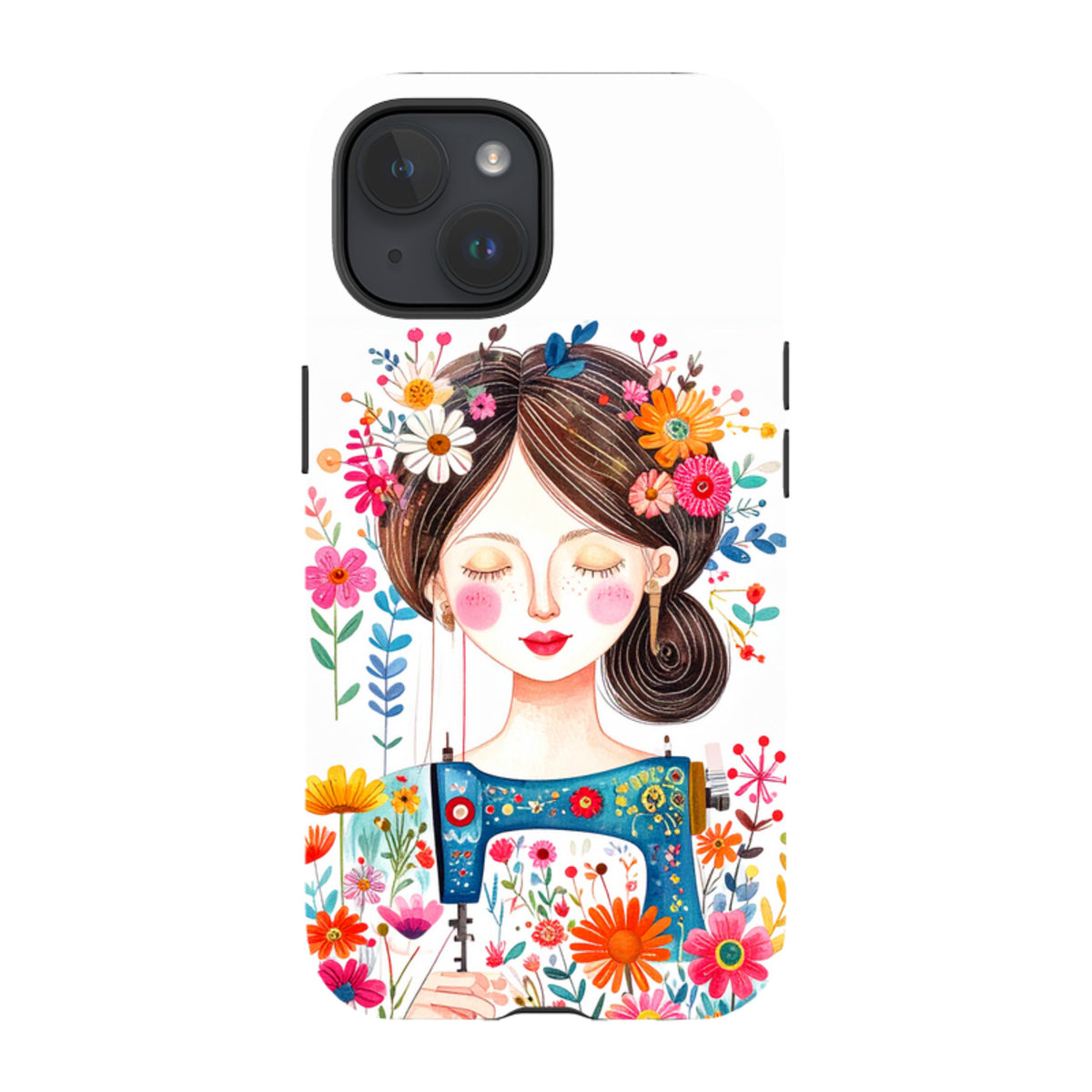 iPhone Tough Case - Floral Sewing Lady