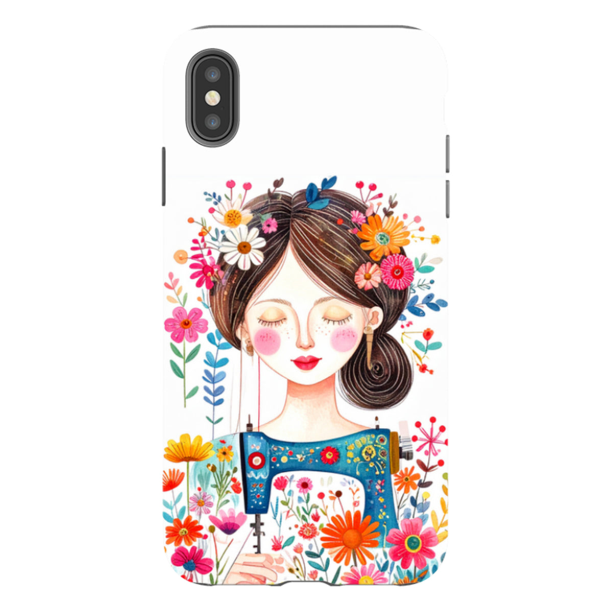 iPhone Tough Case - Floral Sewing Lady
