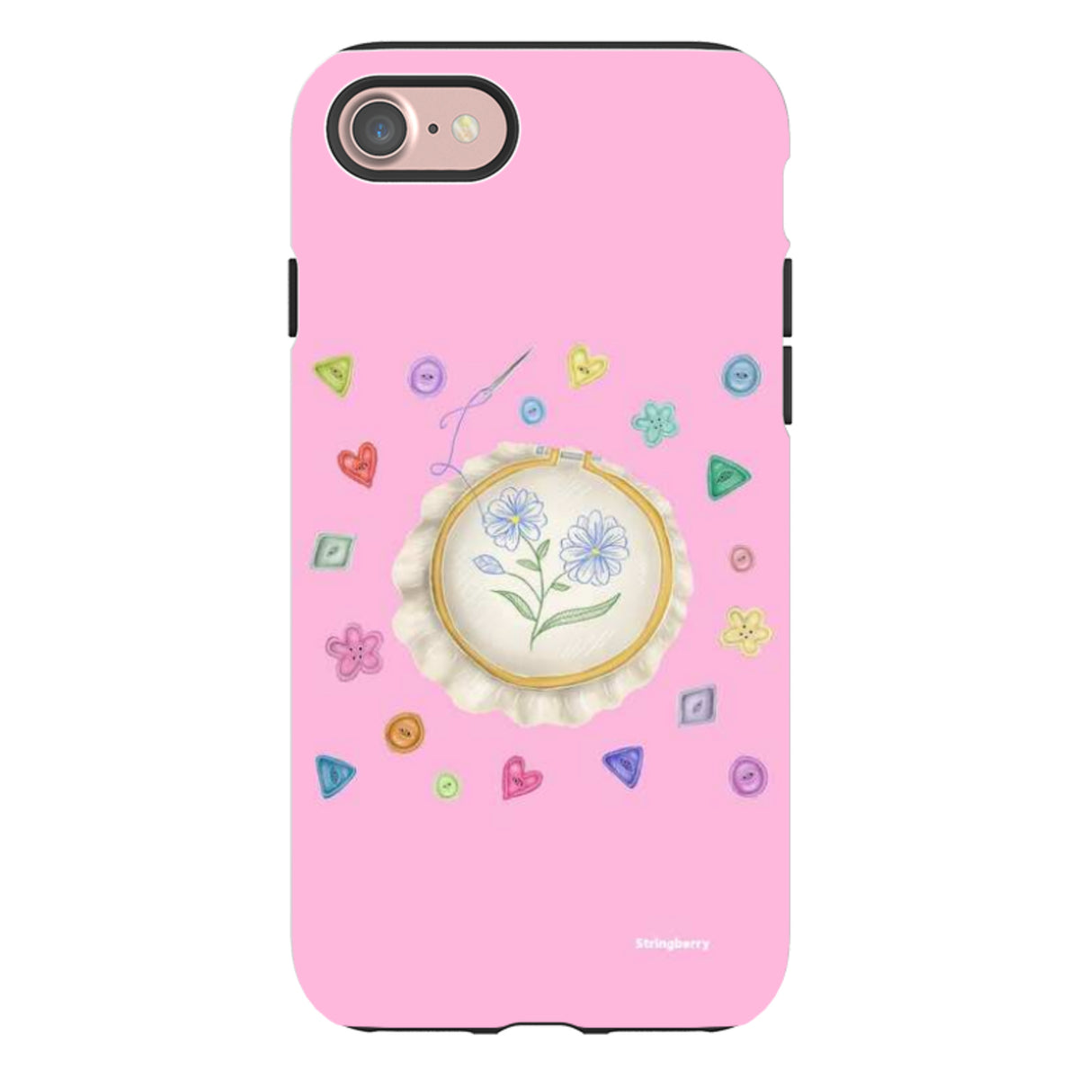 iPhone Tough Case - Flower Buttons Needlework By Catherine Rowe