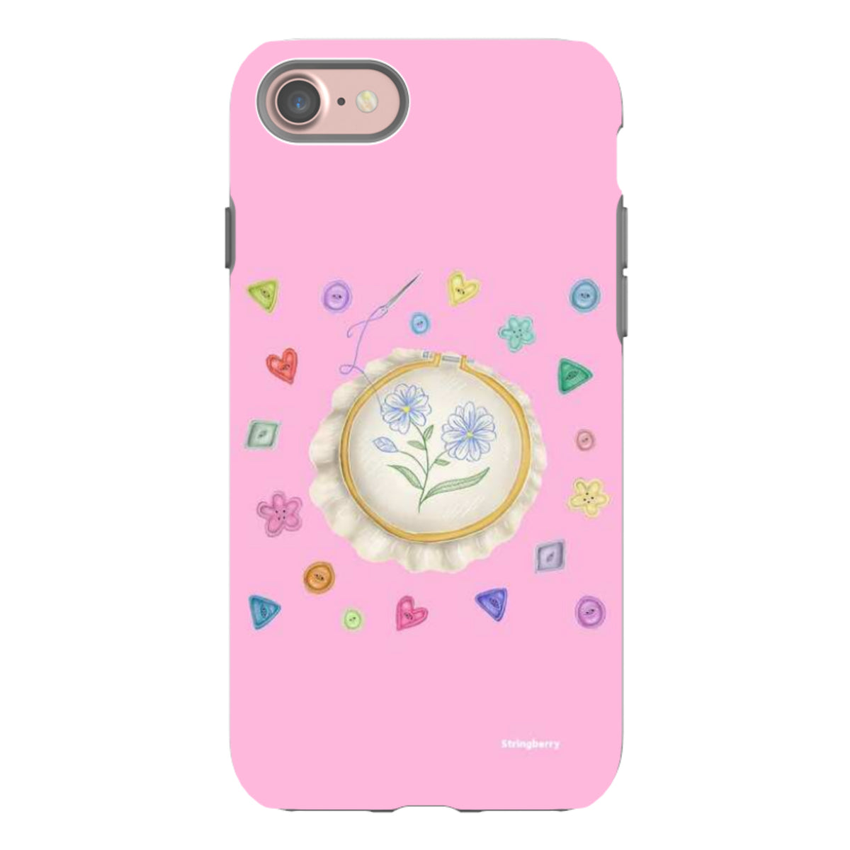 iPhone Tough Case - Flower Buttons Needlework By Catherine Rowe