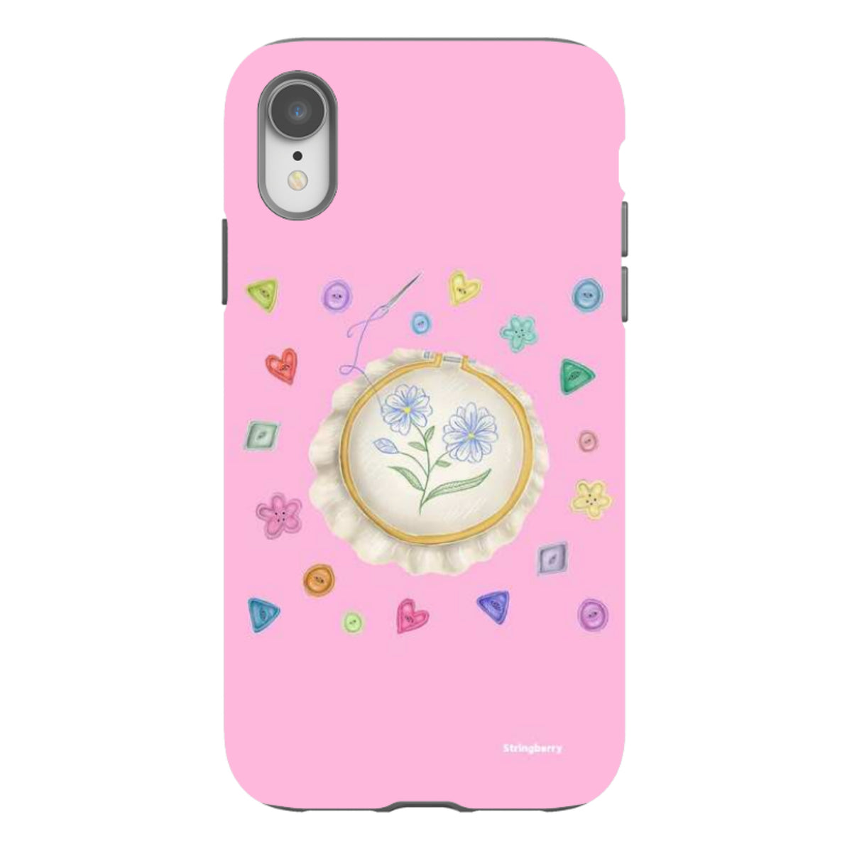 iPhone Tough Case - Flower Buttons Needlework By Catherine Rowe