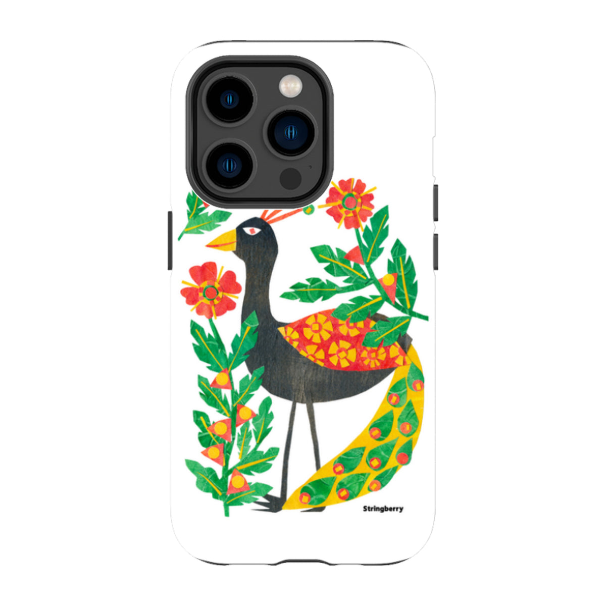 iPhone Tough Case - Folk Floral Peahen By Tracey English